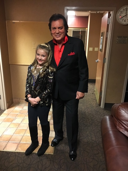 Olivia Takiaferro and her grandfather Engelbert Humperdinck backstage at the Orleans